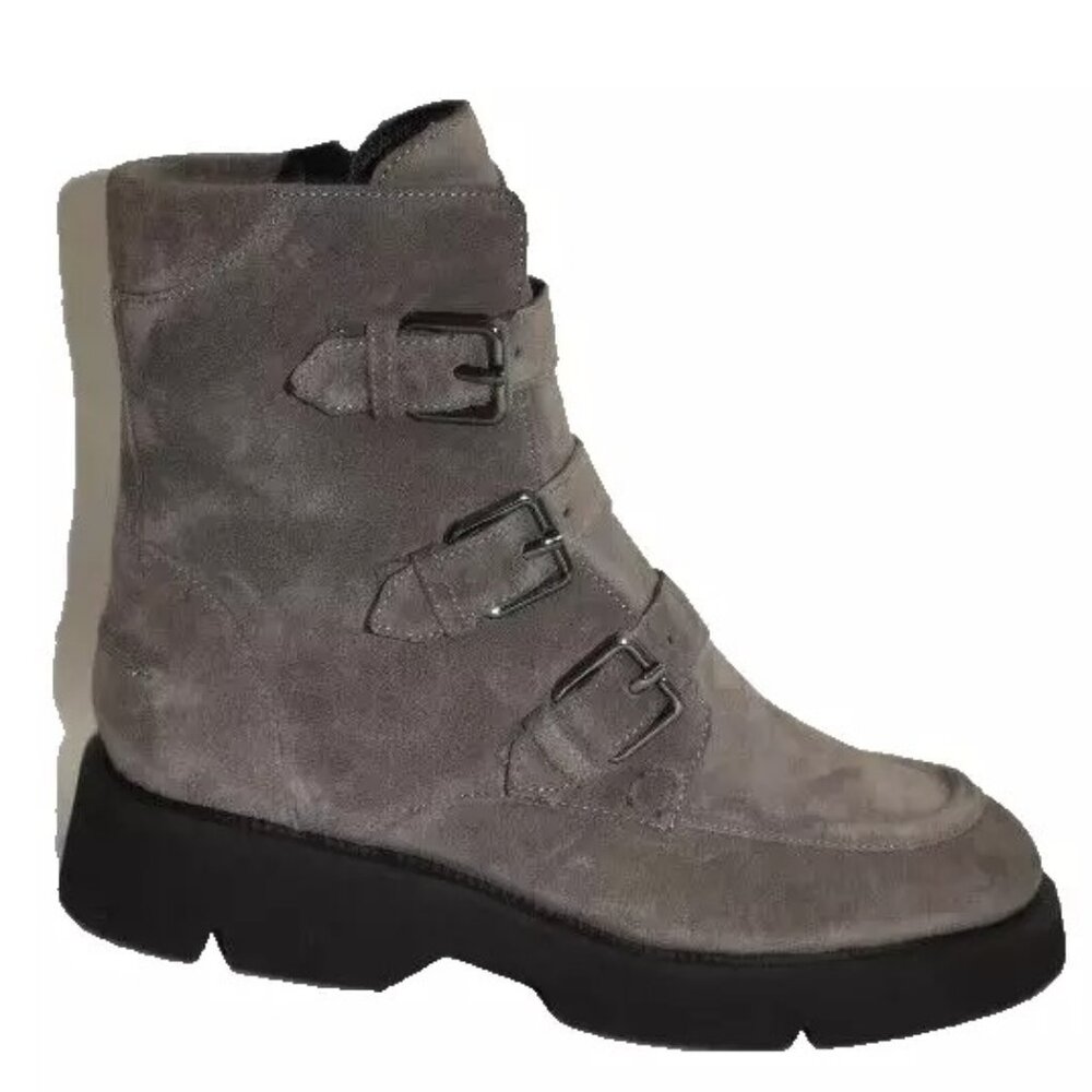 New! La Canadienne Benwin 50MM Leather Lug-Sole Boot Gray Suede Sz 9 M 39 DD427